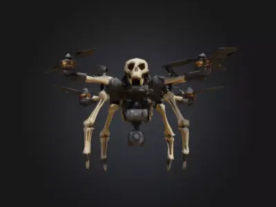 futuristic Skeleton drone with silicon carbide material FRD-04 Low-poly 3D model