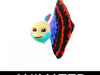 Guppy Fish Cartoon Animated Low-poly 3D model