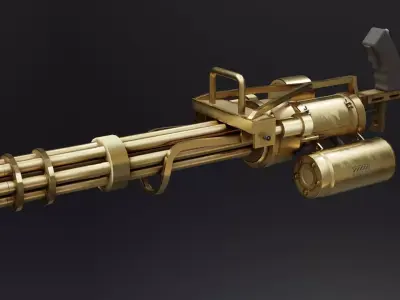 Minigun Golden Low-poly 3D model