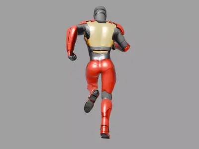 Red Gold SciFi Superhero Armor Low-poly 3D model