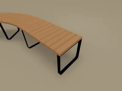 Low Poly Outdoor Curved Bench Low-poly 3D model