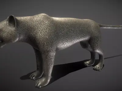 Leopard Bronze Statue Low-poly 3D model