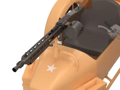 BSA Motorbike Sidecar with Gun Low-poly 3D model