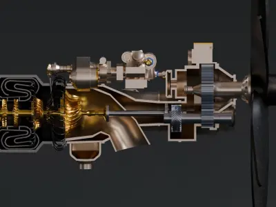 Realistic Engine - Turboprop Low-poly 3D model