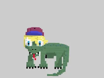 vibe alligator cartoon 3D model