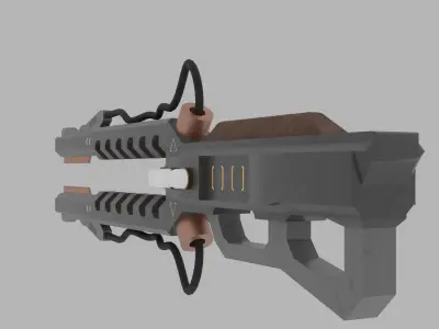 RailGun gun with two blades Free low-poly 3D model