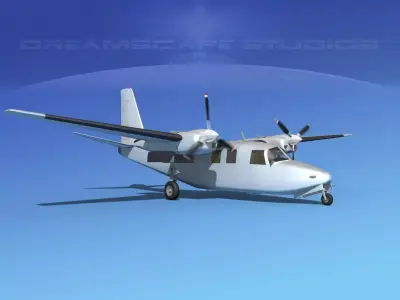 Aero Commander 500 Bare Metal 3D model