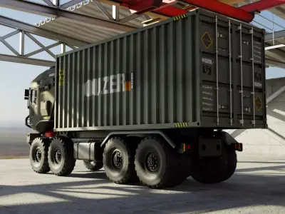Heavy-Duty 8x8 Off-Road Military Cargo Truck Low-poly 3D model