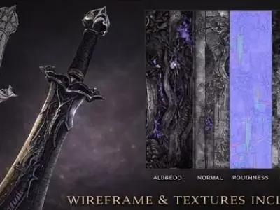 Nightreaver Blade Stylized Dark Fantasy Sword  Low-poly 3D model