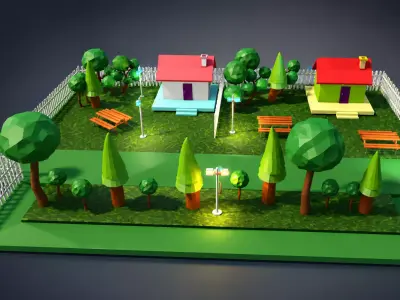 Low Poly Village Environment Pack for Unity Free low-poly 3D model