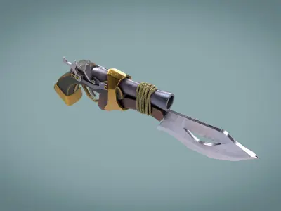 Pistol With Blade Low-poly 3D model