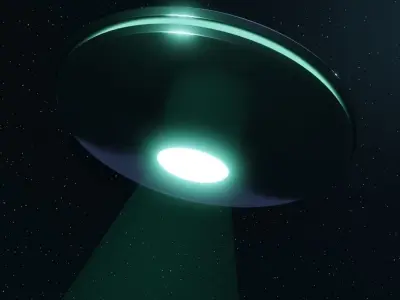 Low Poly UFO flying in sky Low-poly 3D model