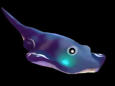stingray fish with glowing eyes Low-poly 3D model
