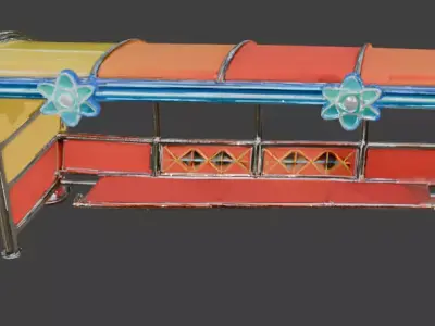Retro-Futuristic Atompunk Bus Stop Low-poly 3D model