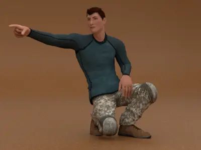 laos Game Male Fighter Low-poly 3D model