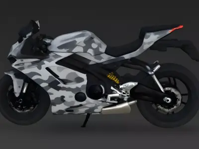 Tactical Camouflage Sport Bike Motorcycle 3d model Low-poly 3D model