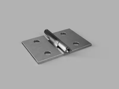 Simple Hinge with Four holes out of steel 3D model