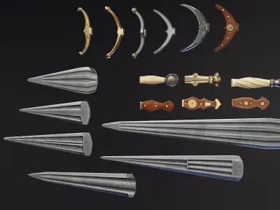 Cinquedea Daggers Low-poly 3D model