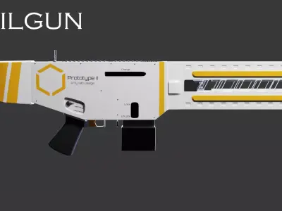 Railgun gun with stripes 3D model