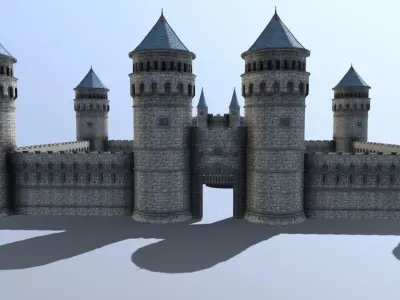Medieval French Castle Low-poly 3D model