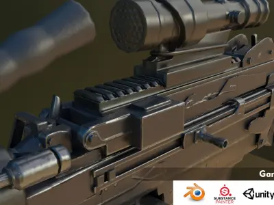 Gun Machine M249 Low-poly 3D model