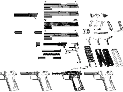 m1911 a1 all parts package 3D model