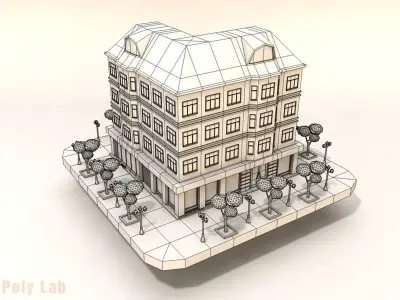 Cartoon City Rise Building Low Poly Free low-poly 3D model