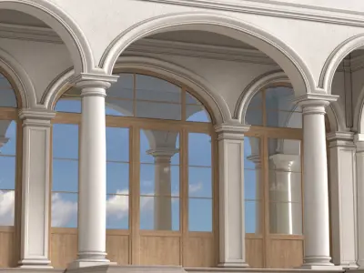Facade of a private house Arched Entrance  Classic Porch Main 3D model