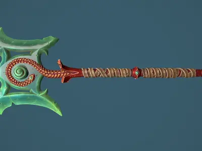 Snake poleaxe Low-poly 3D model
