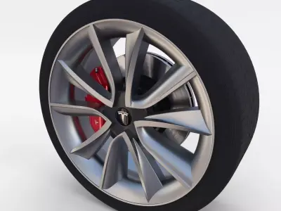Tesla Model 3 Wheel Low-poly 3D model