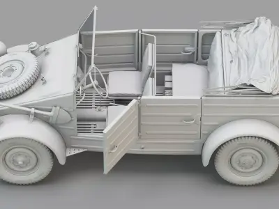 WWII German Military Utility Car 3D model