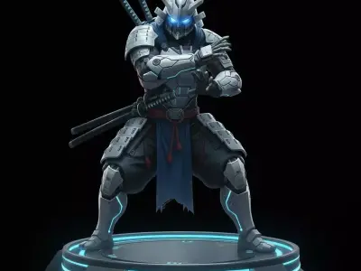 Samurai Cyber Shogun Ronin 75mm STL Sci-Fi Miniature 3D print model
