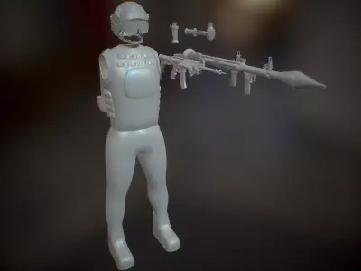 Operator and Weapons Low-poly 3D model