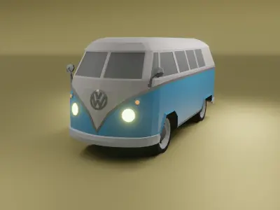 Volkswagen type 2 1967 low poly 3D model Low-poly 3D model