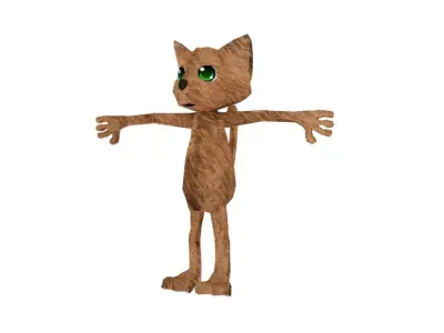 cat cartoon low poly Low-poly 3D model