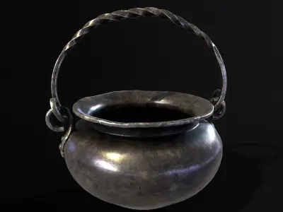 Medieval Iron Cauldron Low-poly 3D model