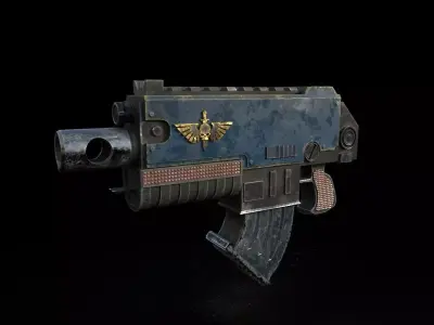 Boltgun gun from warhammer universe Low-poly 3D model