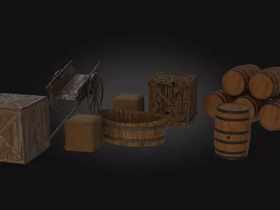 Medival props Low-poly 3D model