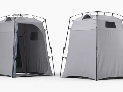 Portable Hygiene Tent With Frame Structure Gray 3D model