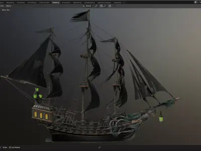 Reaper pirate ship Low-poly 3D model