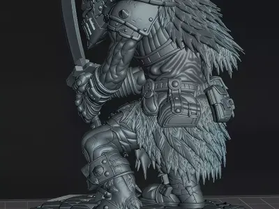 Orc Warlord with TwoHanded Curved Sword Fantasy Orc STL 3D print model