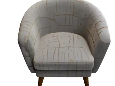 White and Gold Modern Armchair Free low-poly 3D model