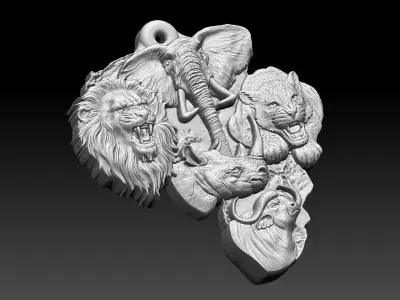HM Africa s Wild Five Keychain 3D print model