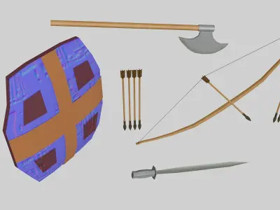 Game ready Viking Weapons Pack Low-poly 3D model
