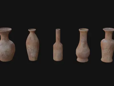 old Vases set 1 Low-poly 3D model