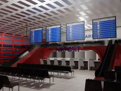 Airport interior Low-poly 3D model