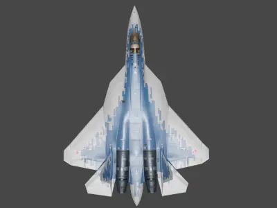 Sukhoi SU57 5th Gen Stealth Fighter Jet Low-poly 3D model