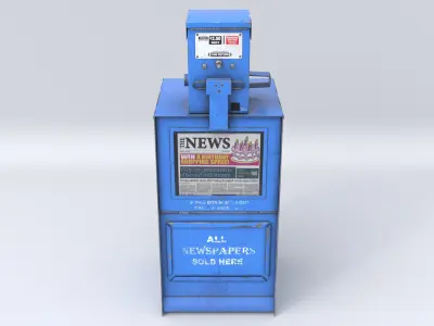 Newspaper Dispenser Blue HD 3D model
