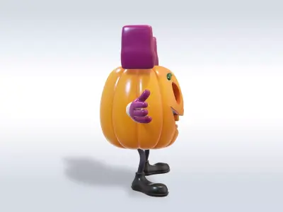 Cheerful Pumpkin Girl halloween Character 3D model