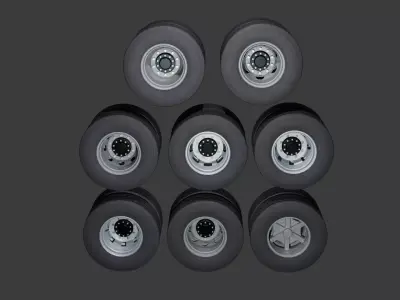 Kit of 8 truck wheel models 3D model